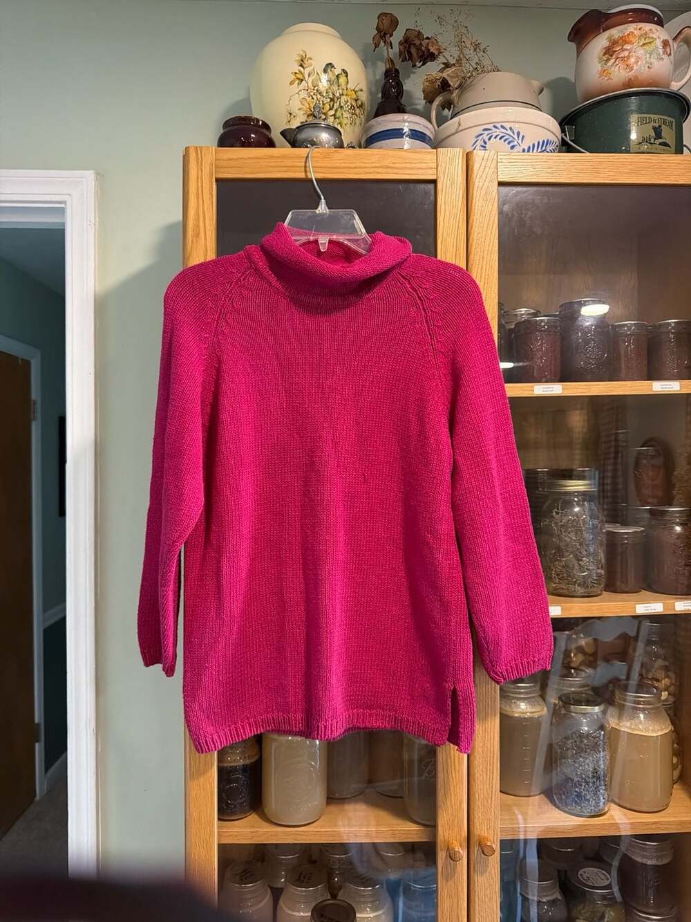 ellemenno Pink Ramie Cotton Blend Turtleneck Knit Sweater Size Small